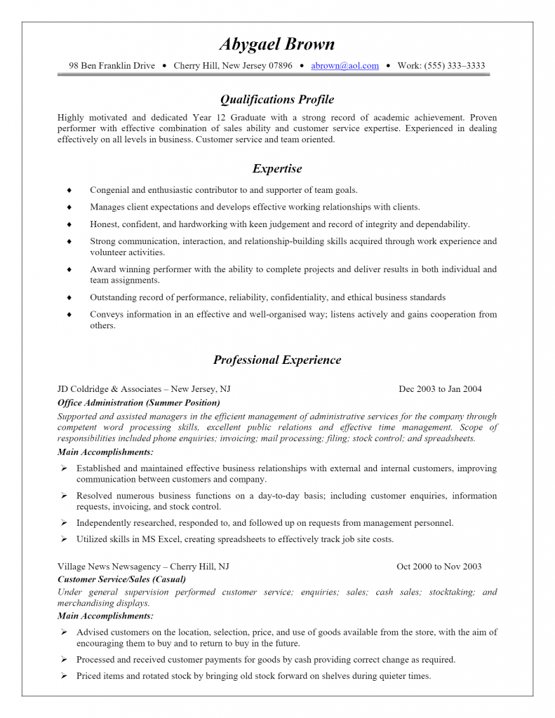 Customer Service Resume .Docx (Word)