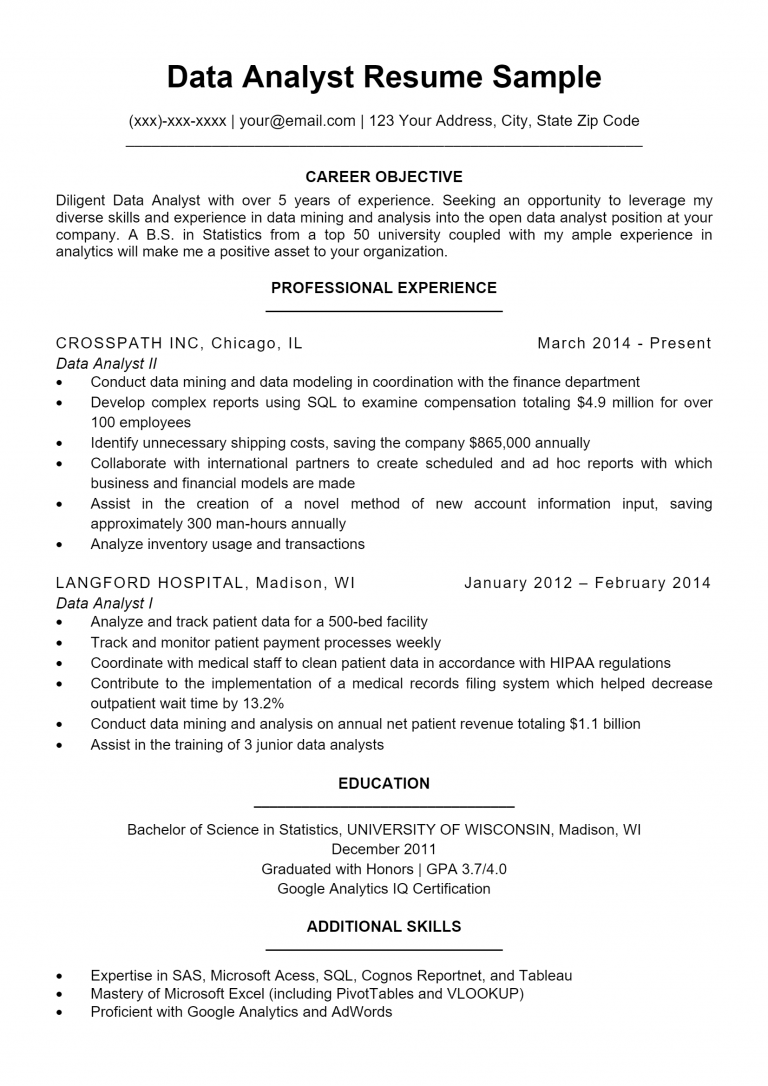 Download Free Data Analyst Resume .Docx (Word) Template On ...