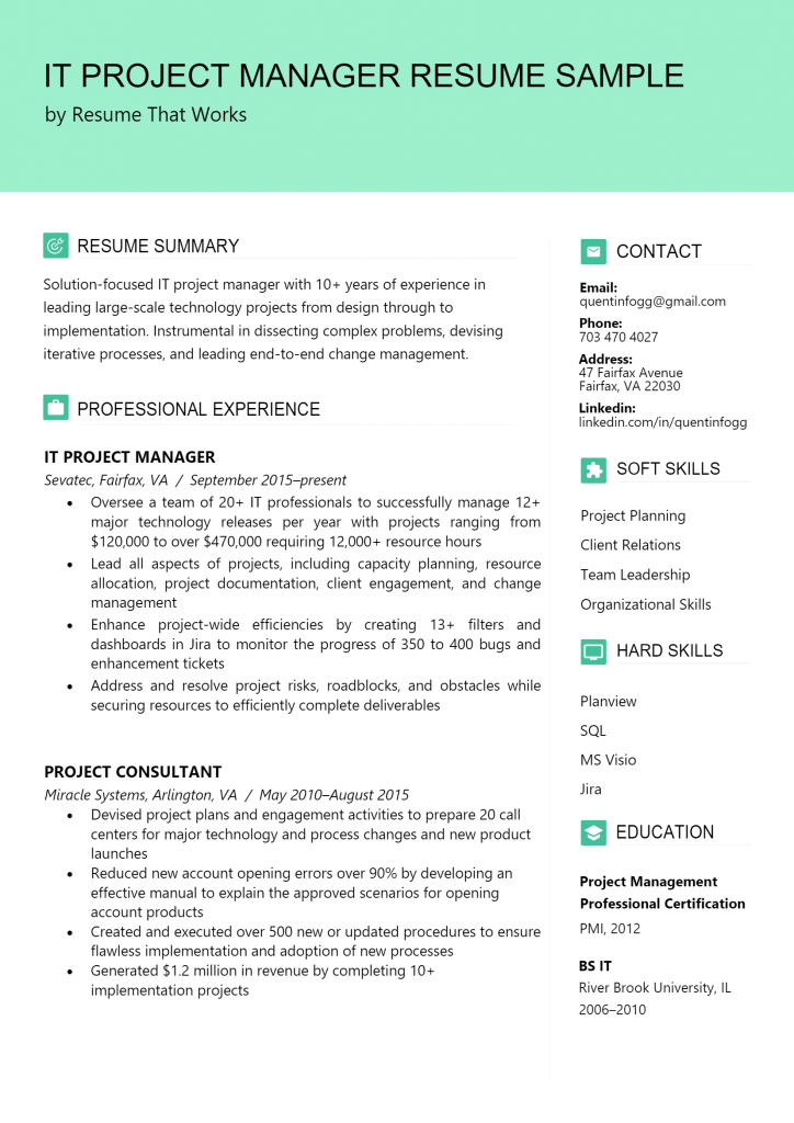 IT Project Manager Resume .Docx (Word)