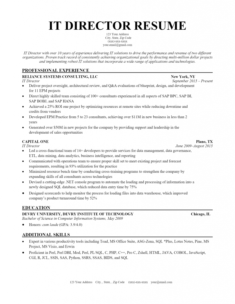 IT Director Resume .Docx (Word)