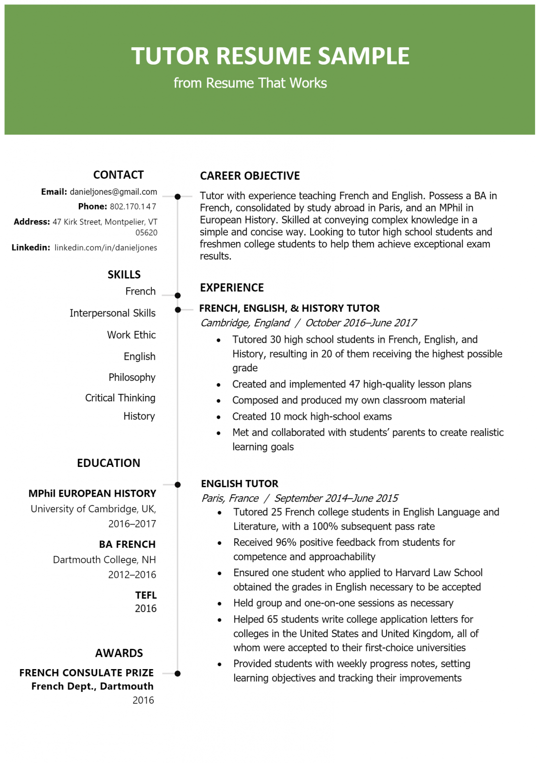 Download Free Economics Tutor Resume .Docx (Word) Template on ...