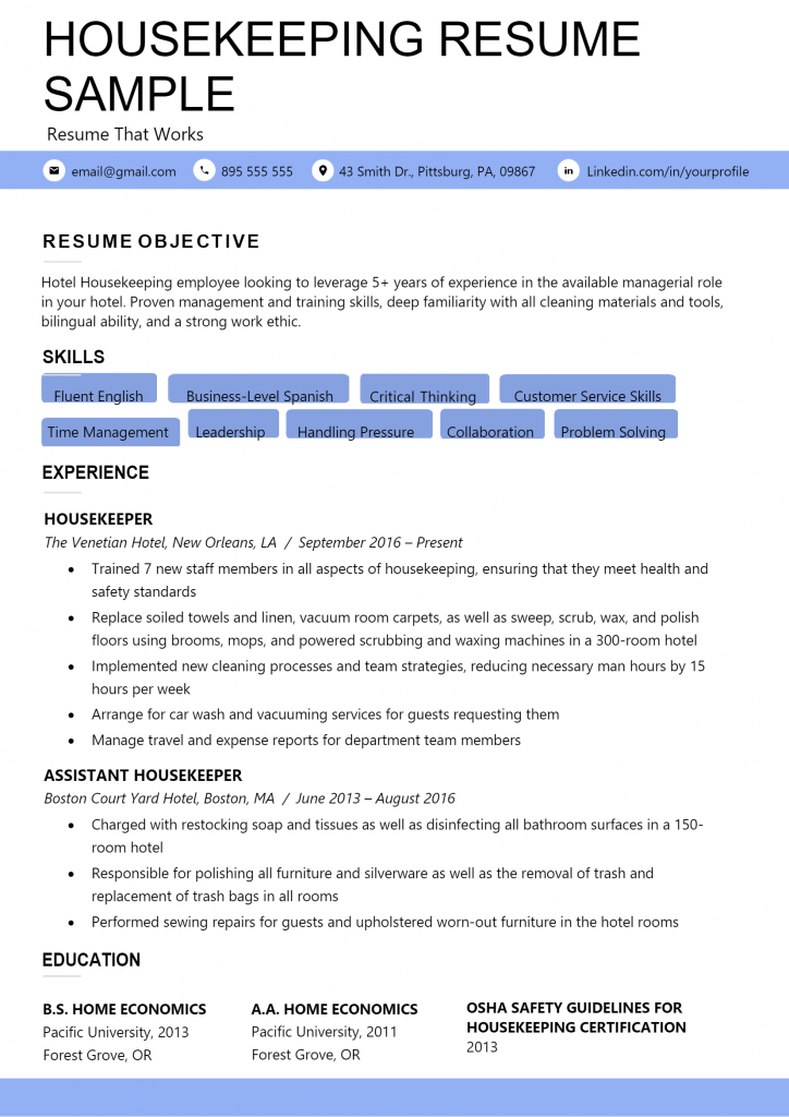 Housekeeping Resume .Docx (Word)