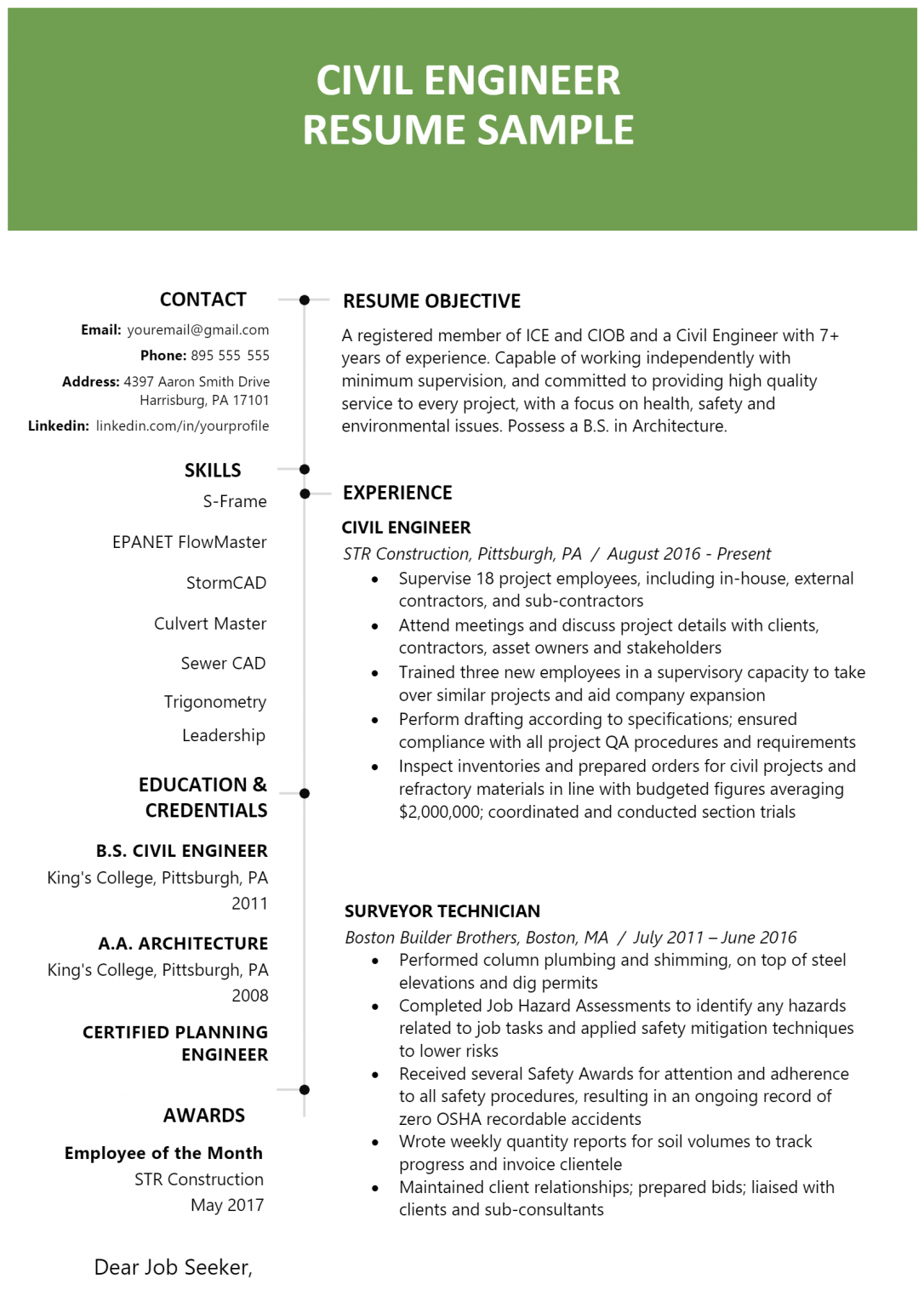 Download Free Civil EnginCivil Engineering Resume .Docx (Word) Template ...