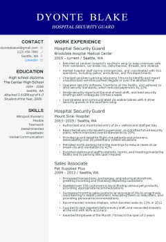 Hospital Security Guard Resume .Docx (Word)