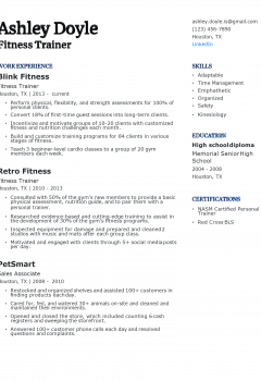 Fitness Trainer Resume .Docx (Word)
