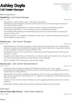 Call Center Manager Resume .Docx (Word)