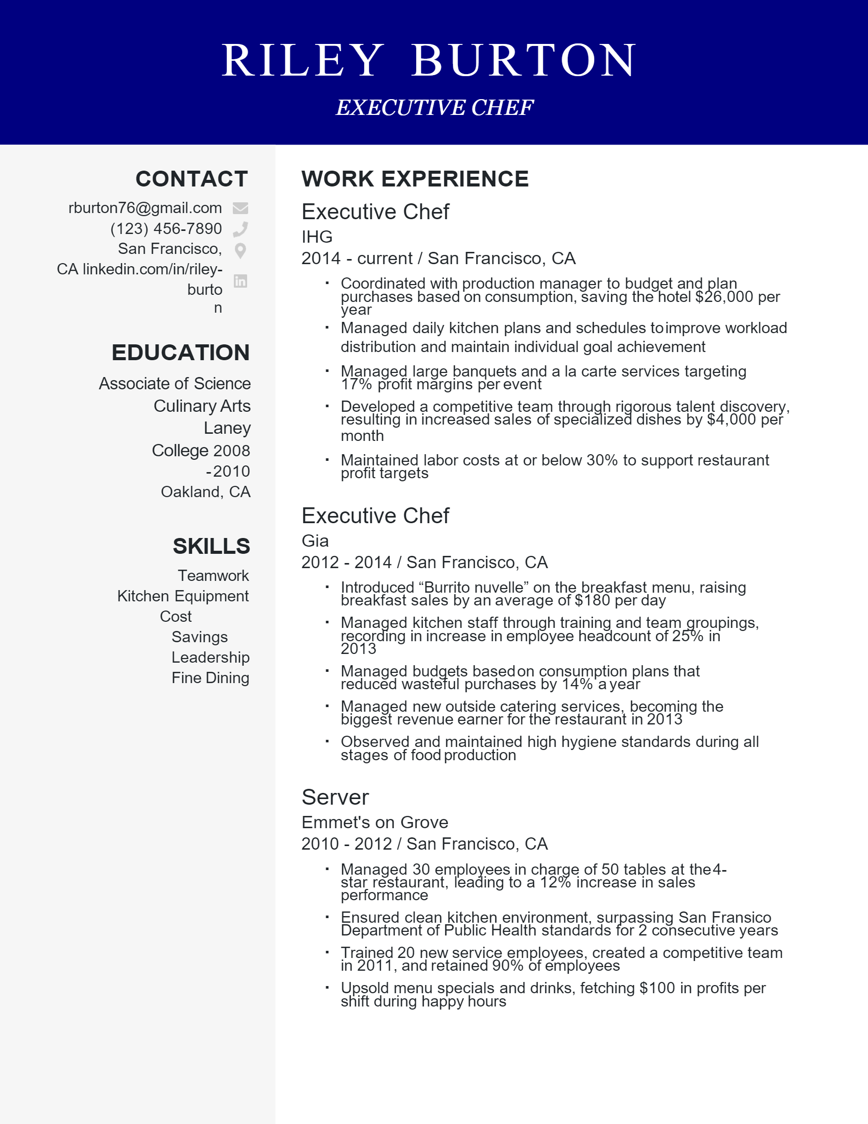 Executive Chef Resume .Docx (Word)
