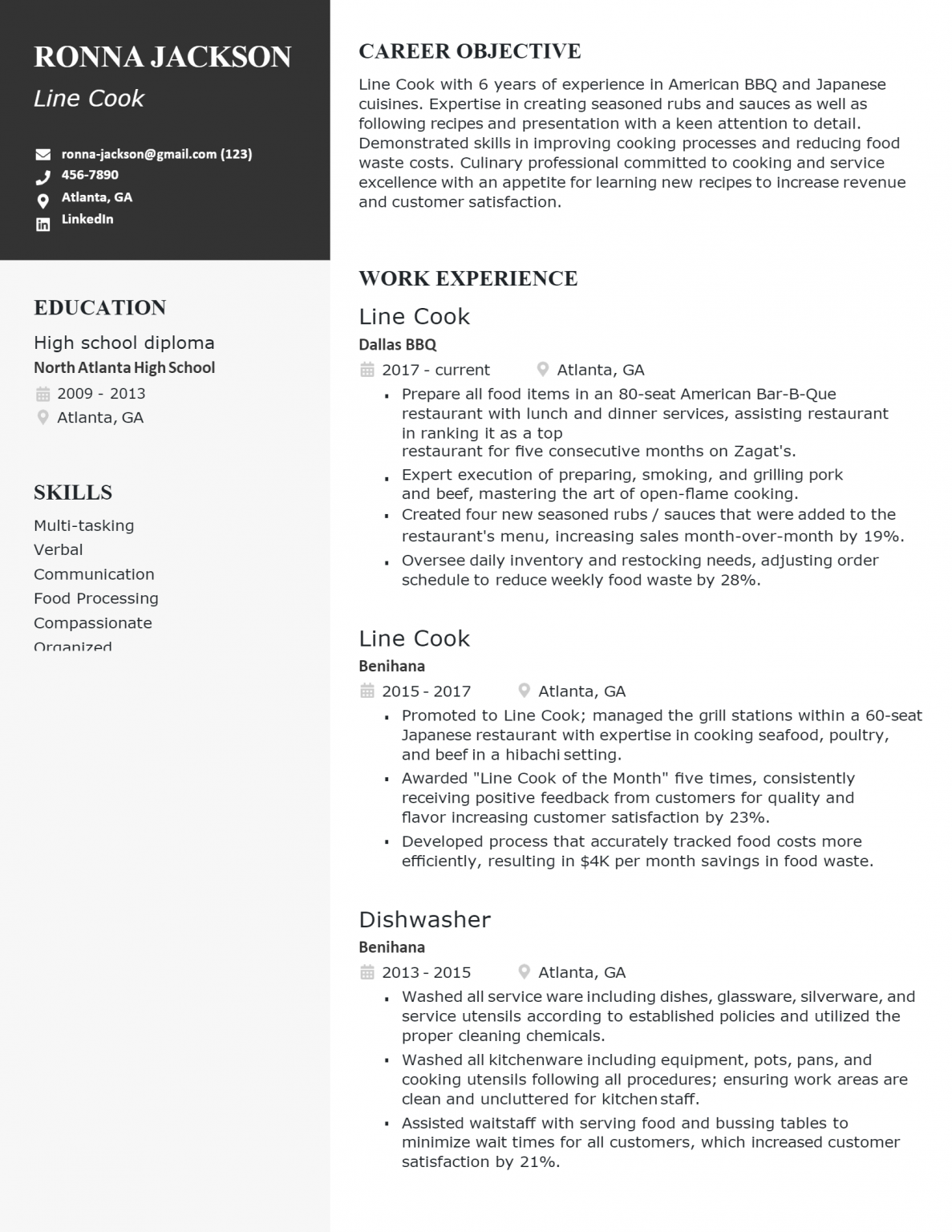 Download Free Line Cook Resume .Docx (Word) Template on ResumeThatWorks.com