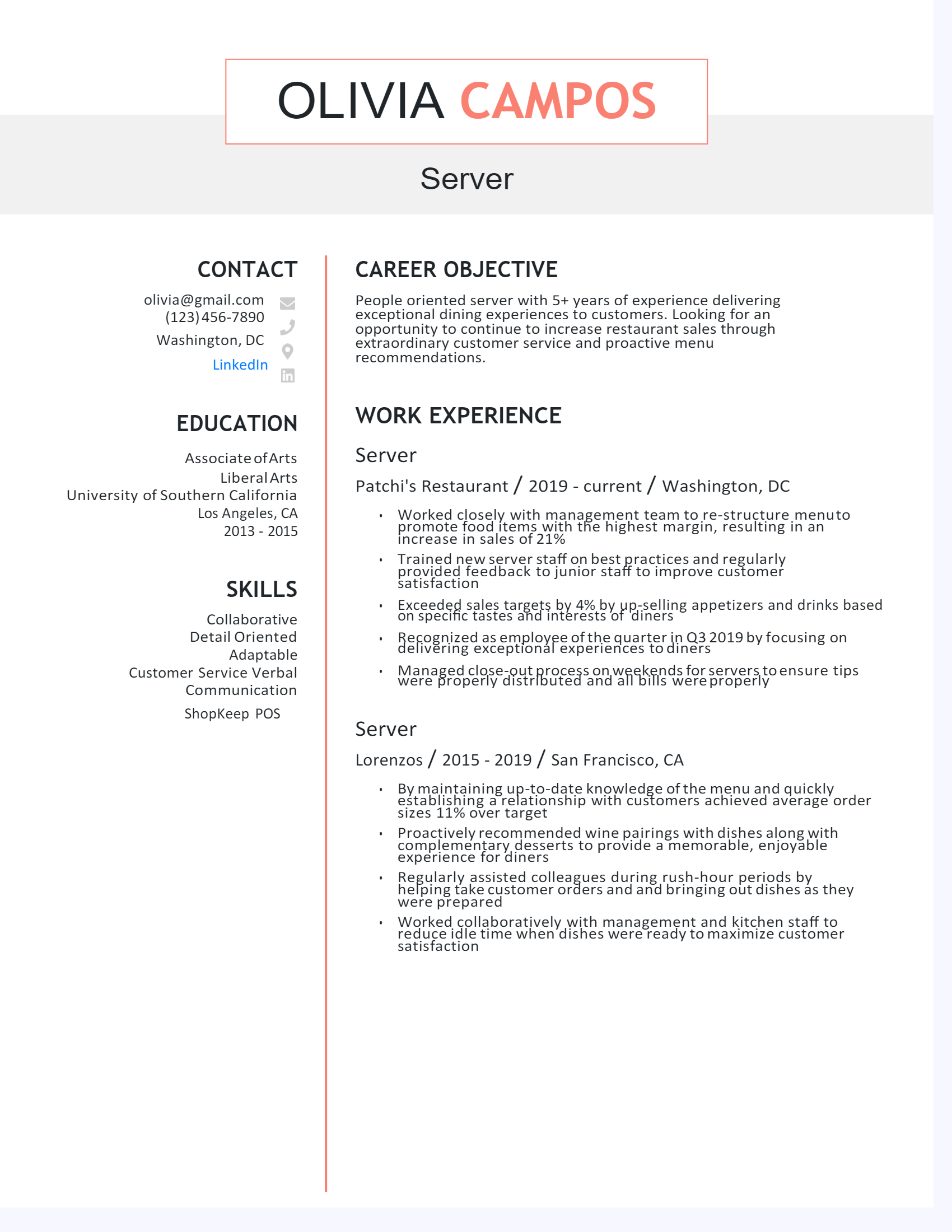 Server Resume > Server Resume .Docx (Word)