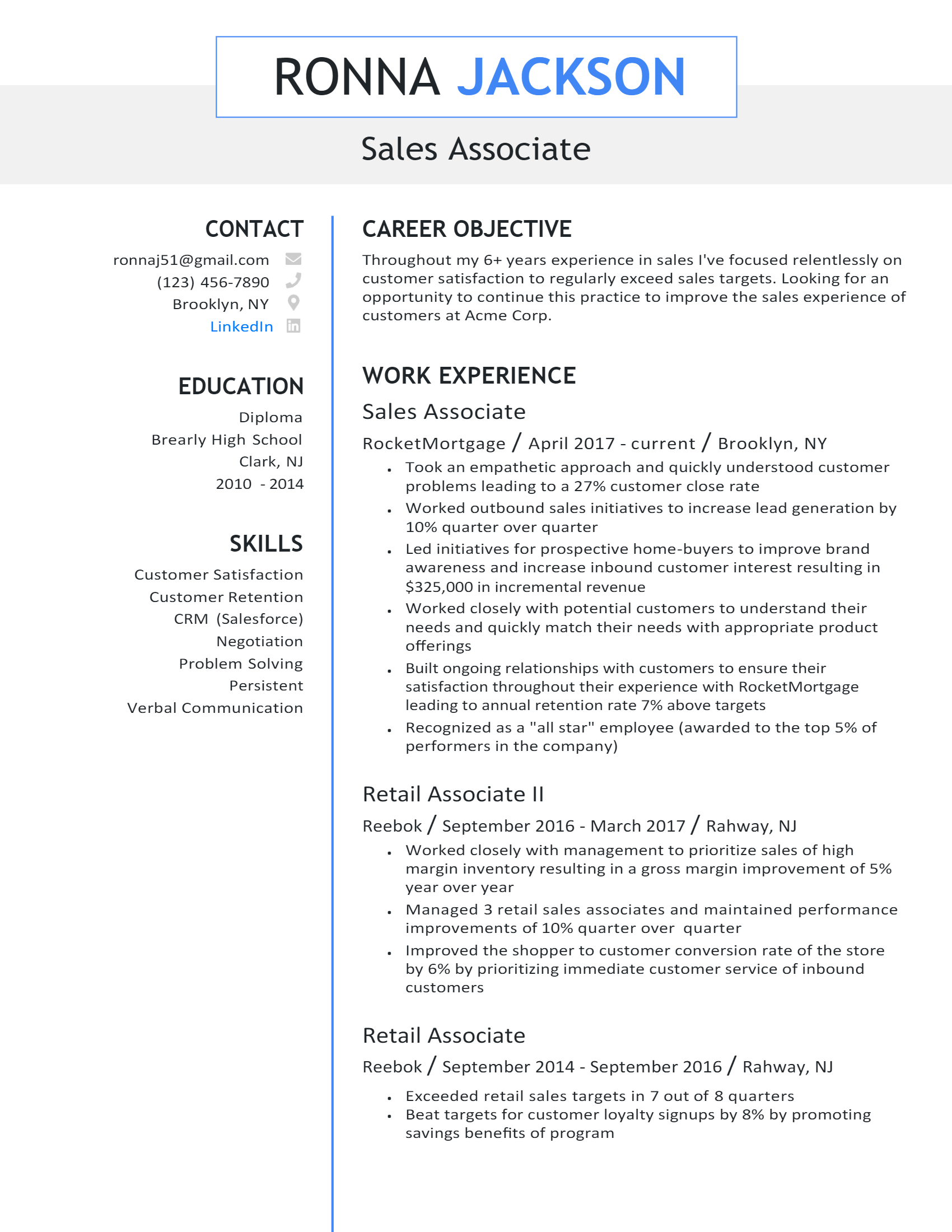 Sales Associate Resume .Docx (Word)