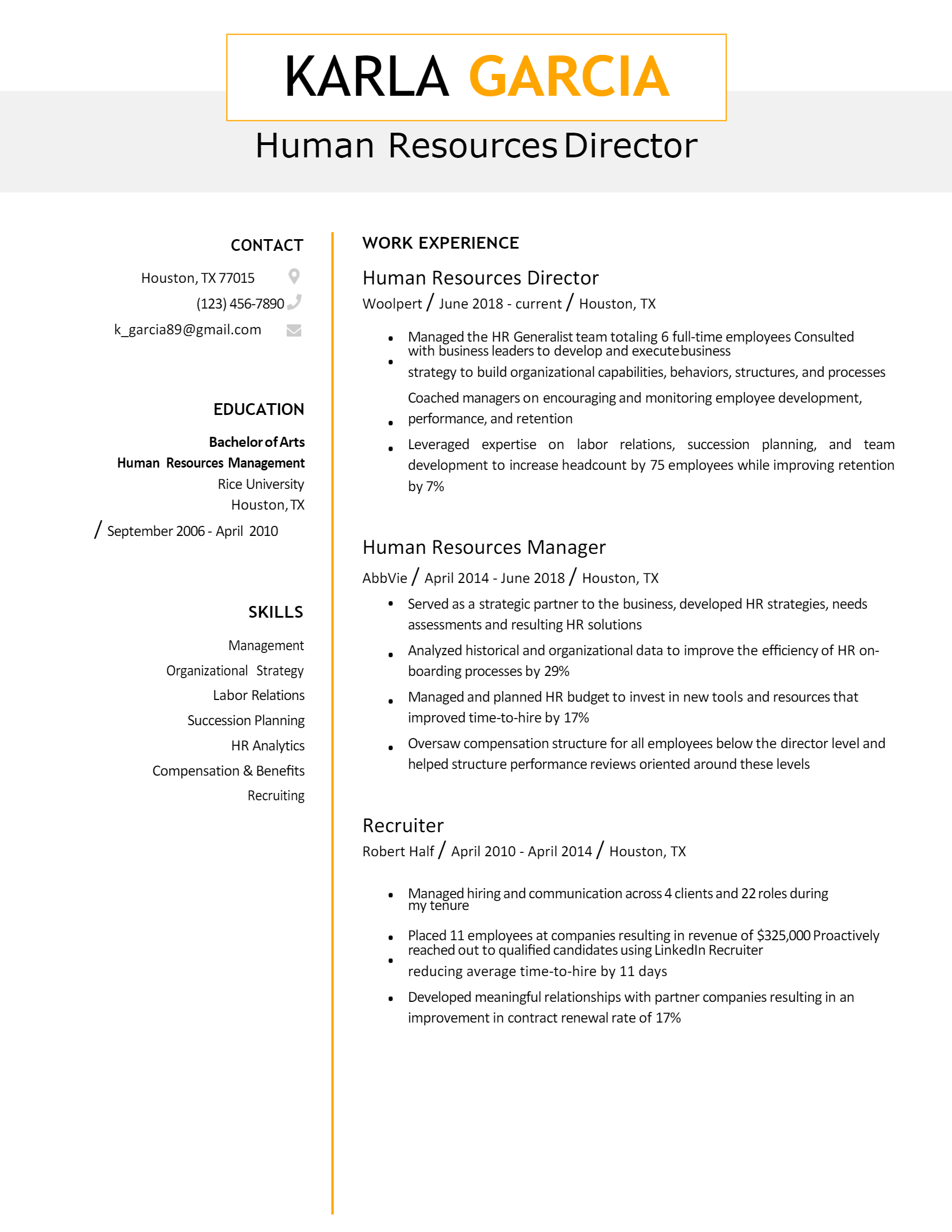 Human Resources Director Resume .Docx (Word)