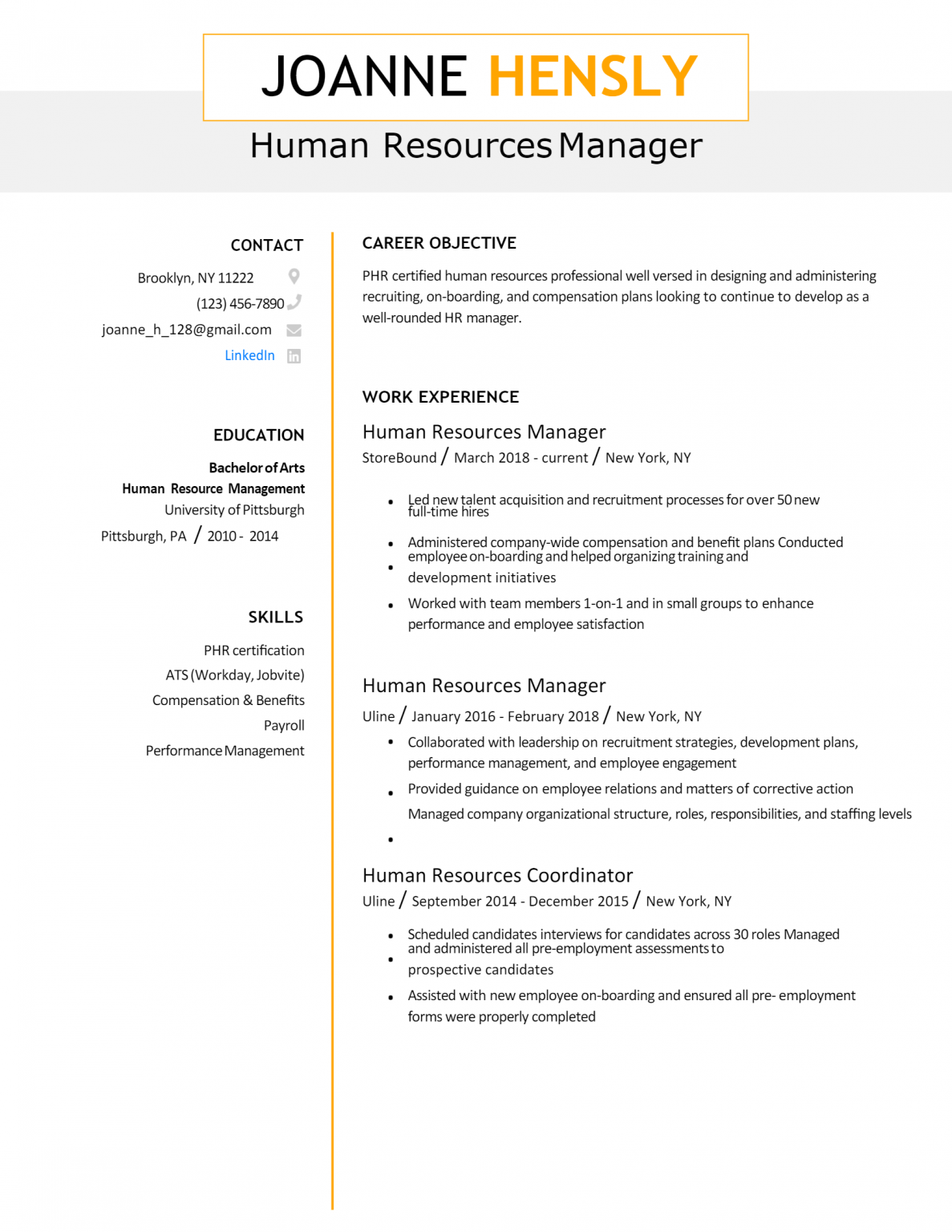 Download Free Human Resources Resume Docx Word Template On