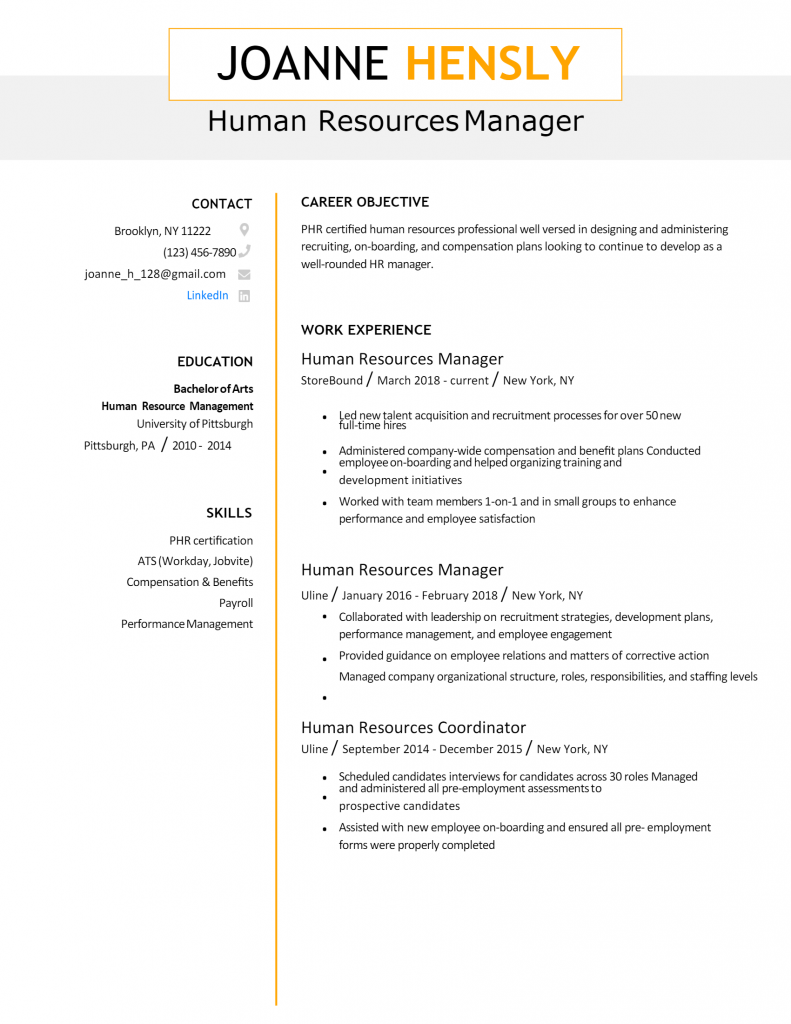 Human Resources Resume .Docx (Word)