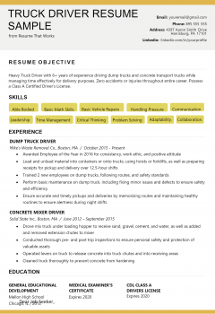 Truck Driver Resume .Docx (Word)