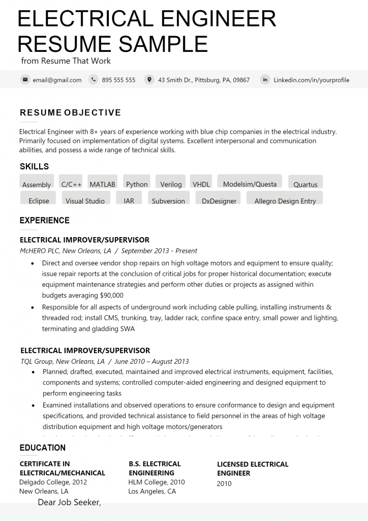 Electrical Engineer Resume .Docx (Word)