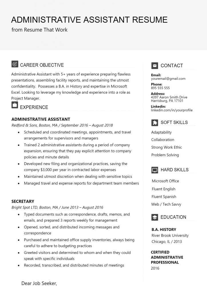 Administrative Assistant Resume .Docx (Word)