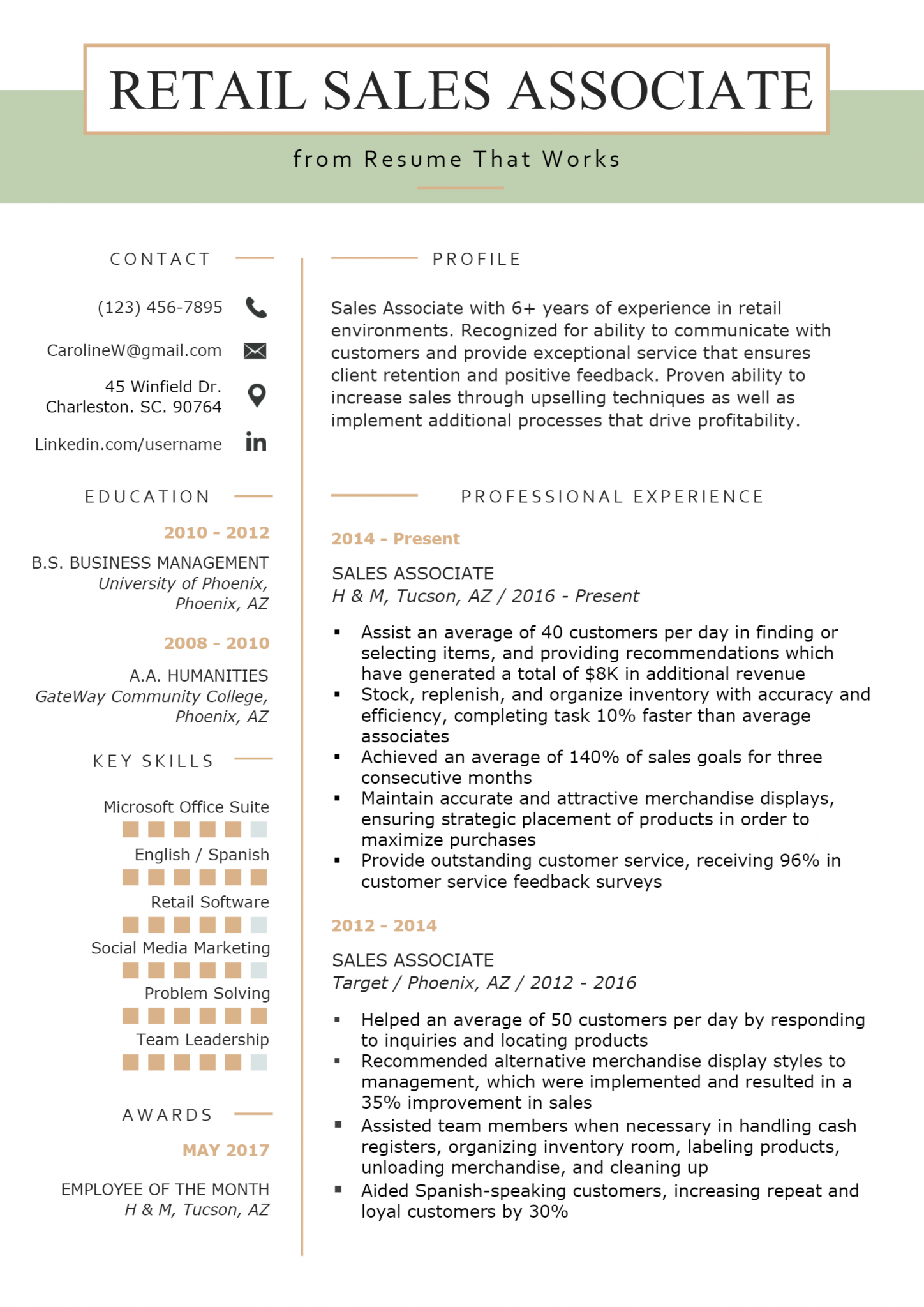 Download Free Retail Sales Associate Resume .Docx (Word) Template on ...