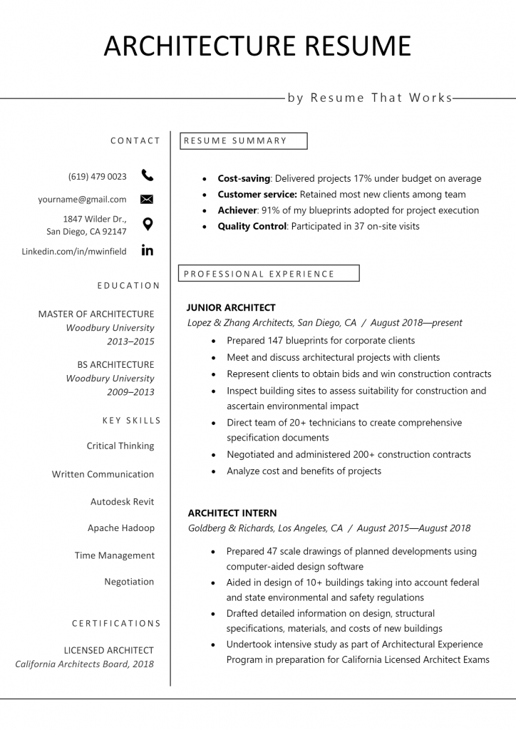 Architect Resume .Docx (Word)