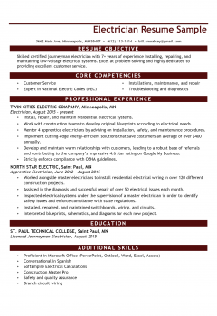 Electrician Resume .Docx (Word) .Docx (Word)