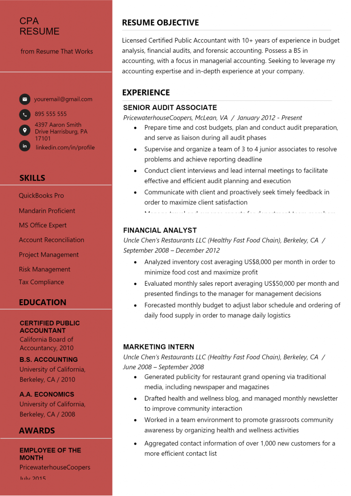 Certified Public Accountant Resume .Docx (Word)