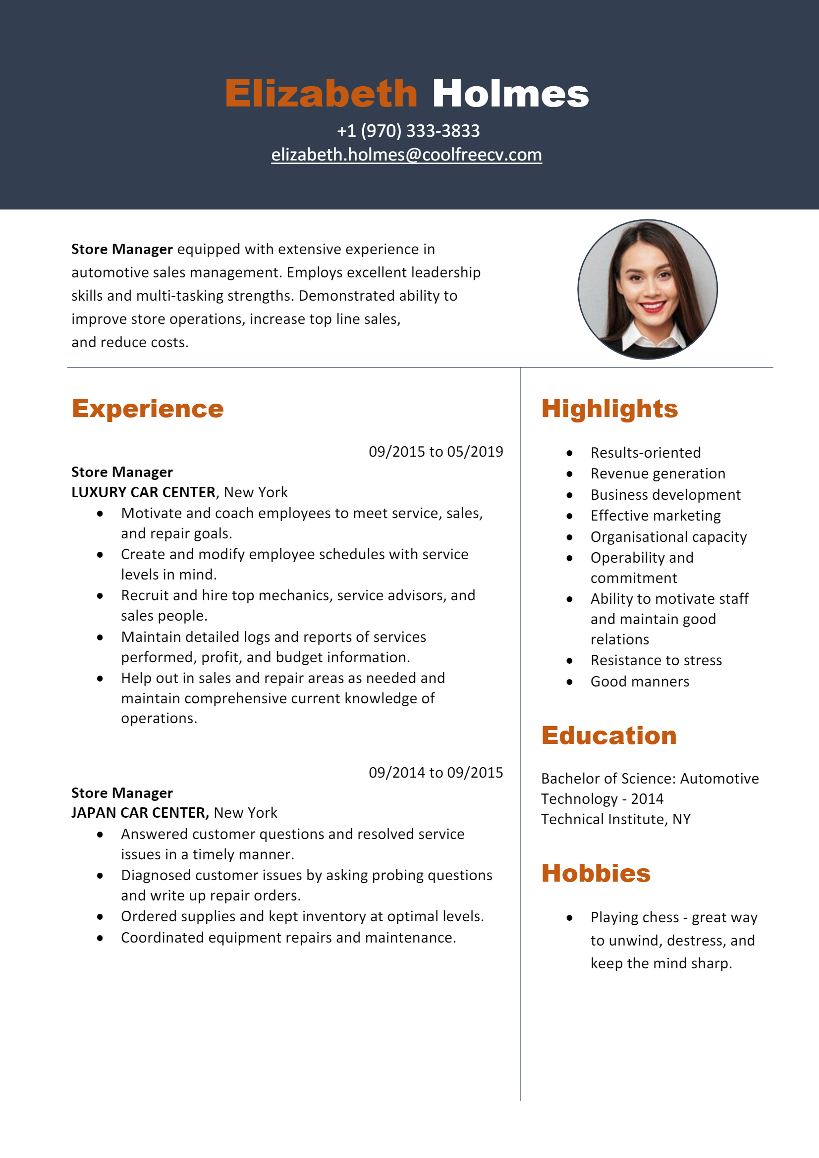 Store Manager Resume .Docx (Word)