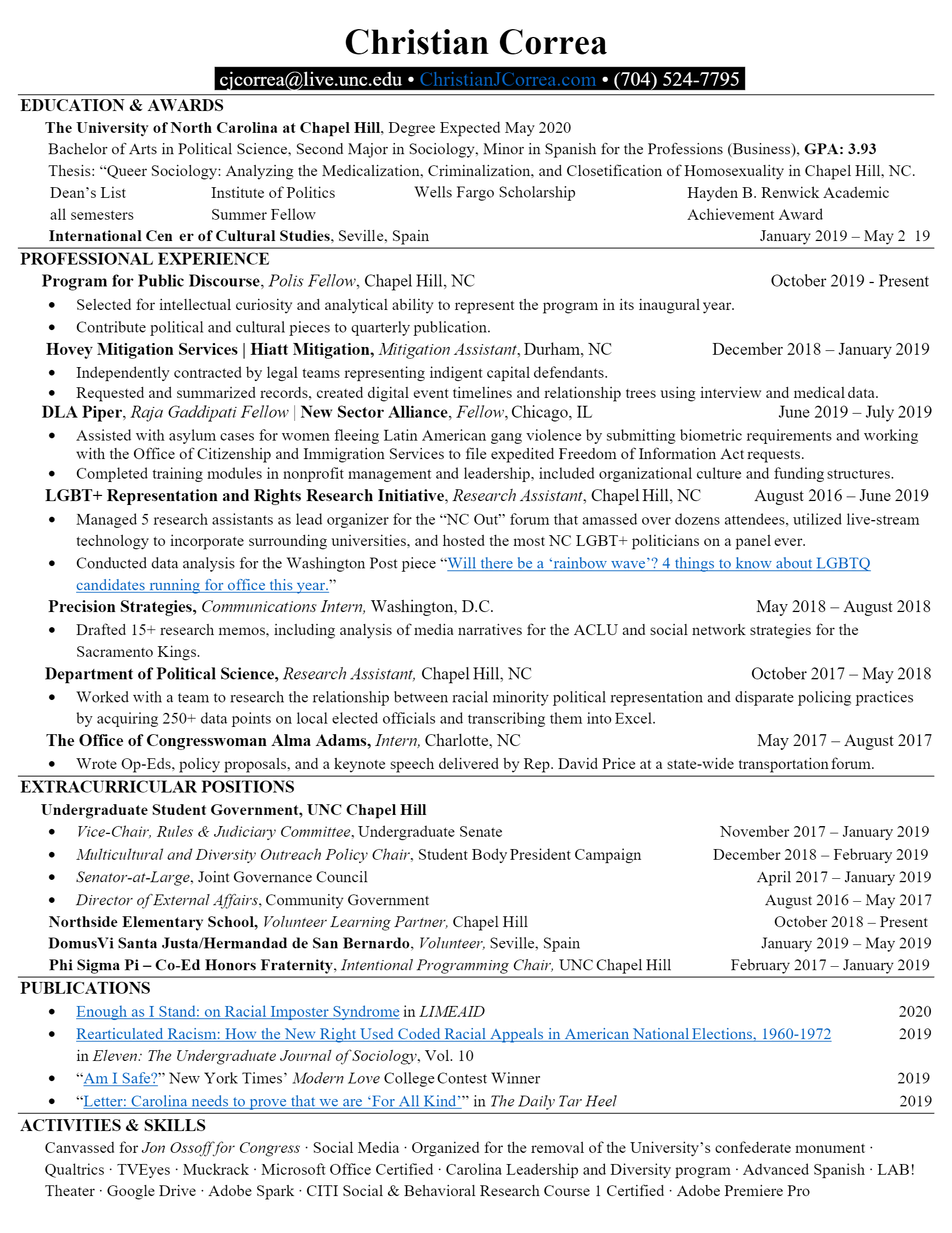 Political Science Resume .Docx (Word)