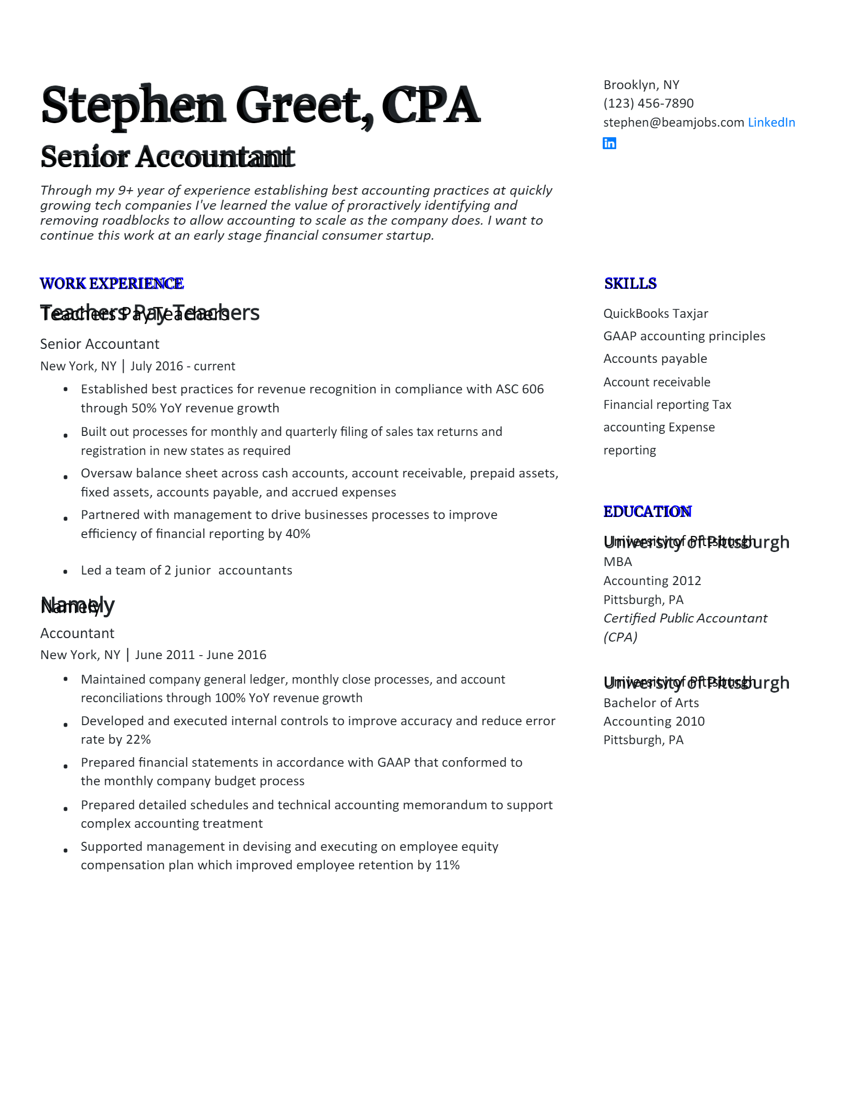 Senior Accountant Resume .Docx (Word)