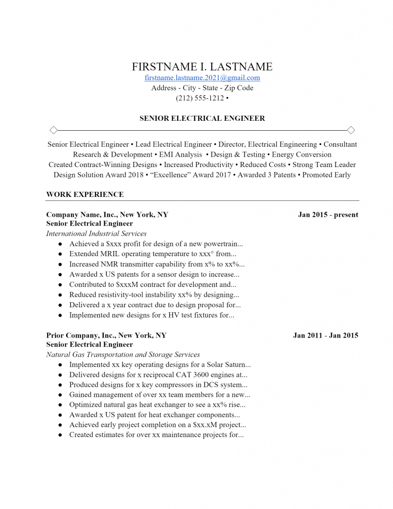 Electrical Engineer Resume .Docx (Word)