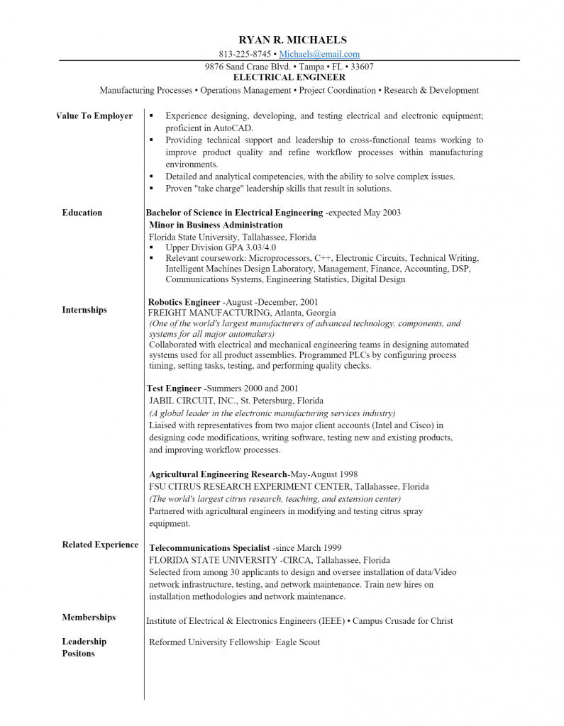 Electrical Engineer Resume .Docx (Word)