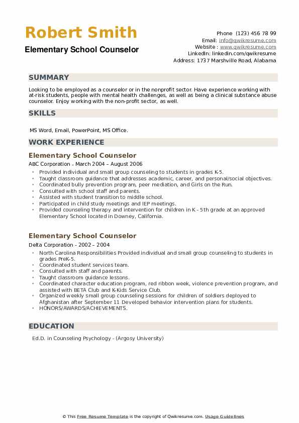 Elementary School Counselor .Docx (Word)