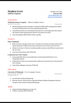 Entry Level Software Engineer Resume Example .Docx (Word)