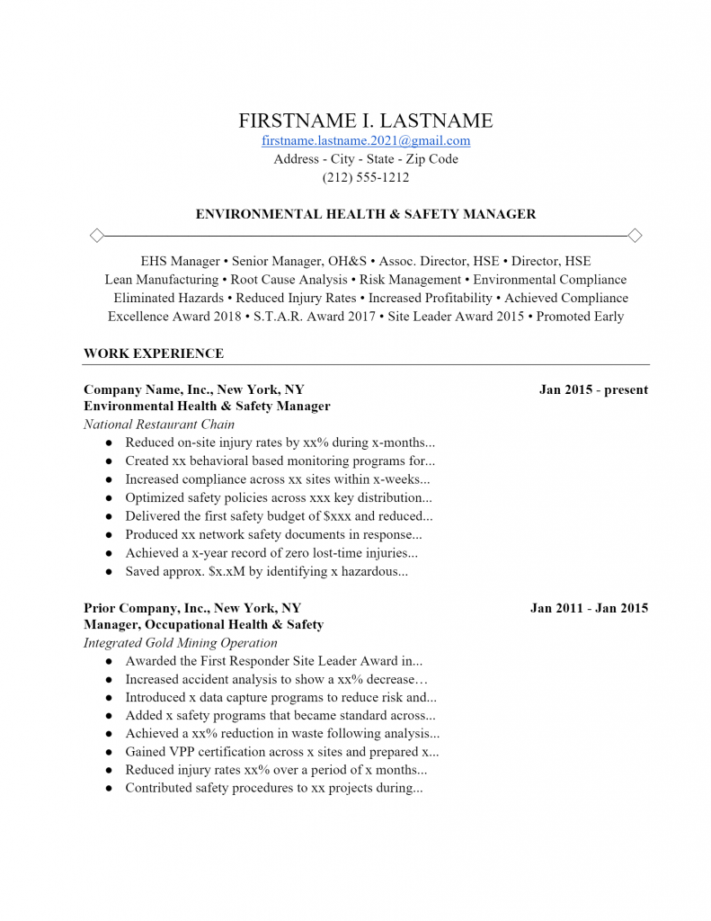 Environmental Manager Resume .Docx (Word)