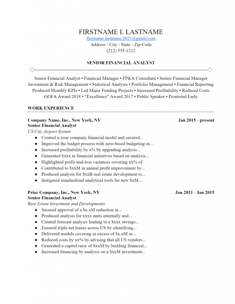 Financial Analyst Resume .Docx (Word)