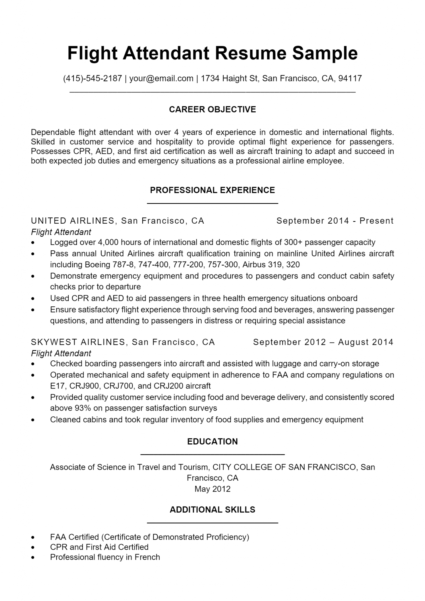 Download Free Flight Attendant Resume Docx (Word) Template on Download Free Flight Attendant Resume Docx (Word) Template on