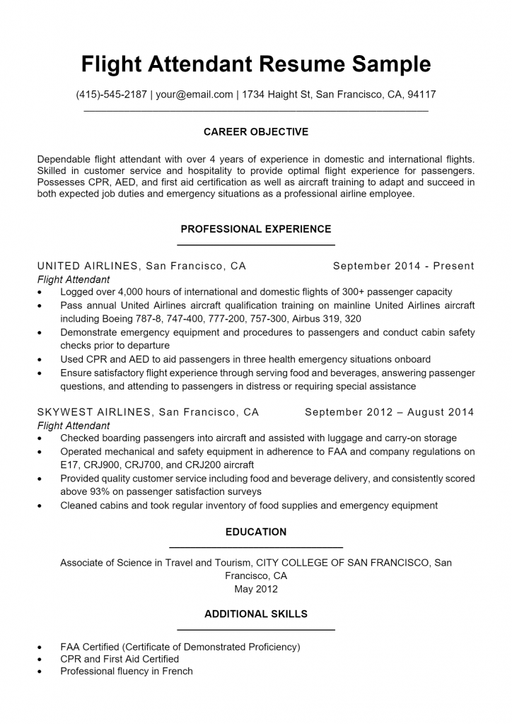 Flight Attendant Resume .Docx (Word)