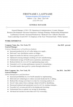 General Manager Resume .Docx (Word)