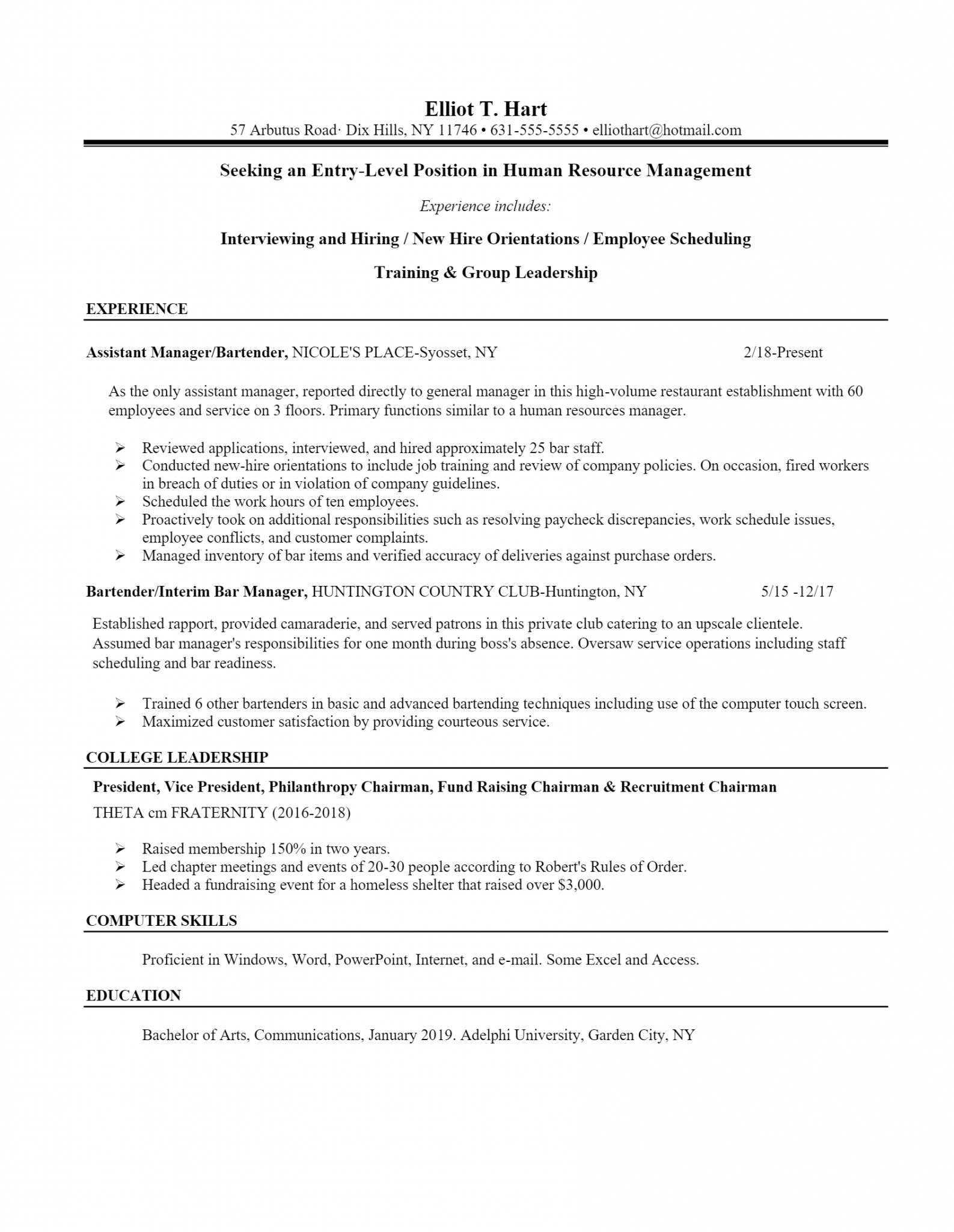 Download Free Human Resources Resume .Docx (Word) Template on