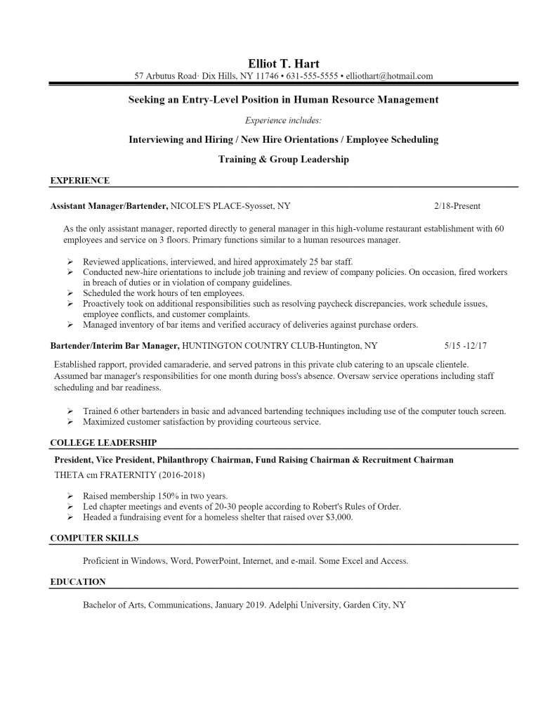 Human Resources Resume .Docx (Word)