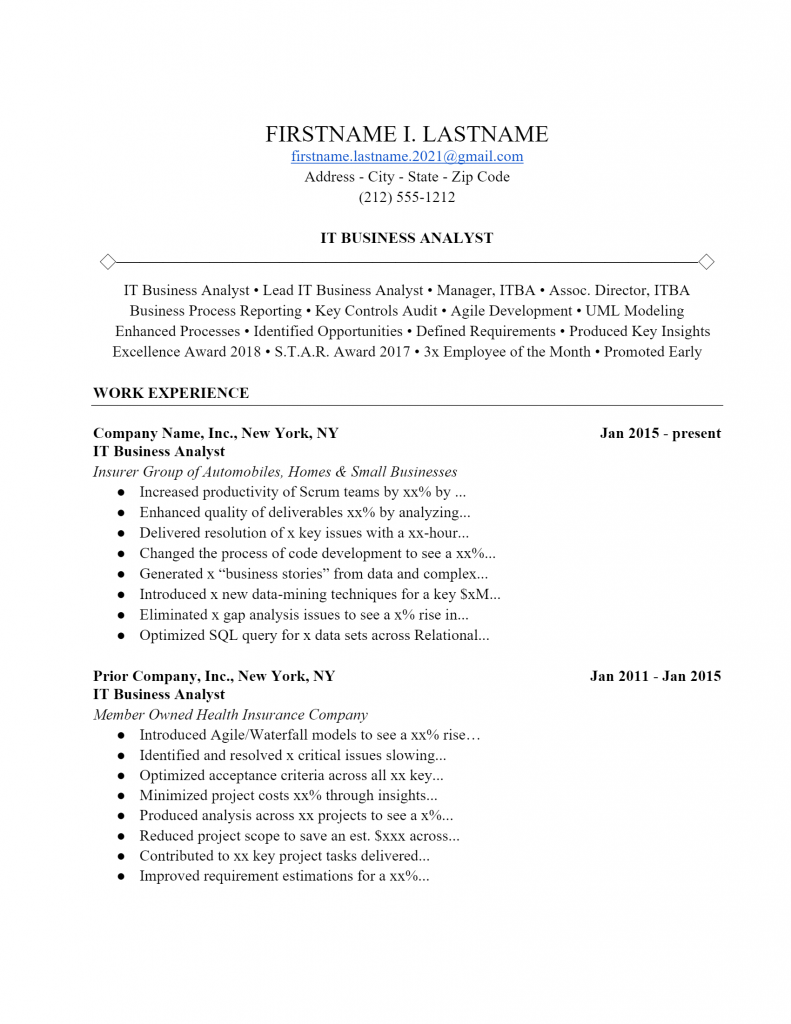 IT Analyst Resume .Docx (Word)