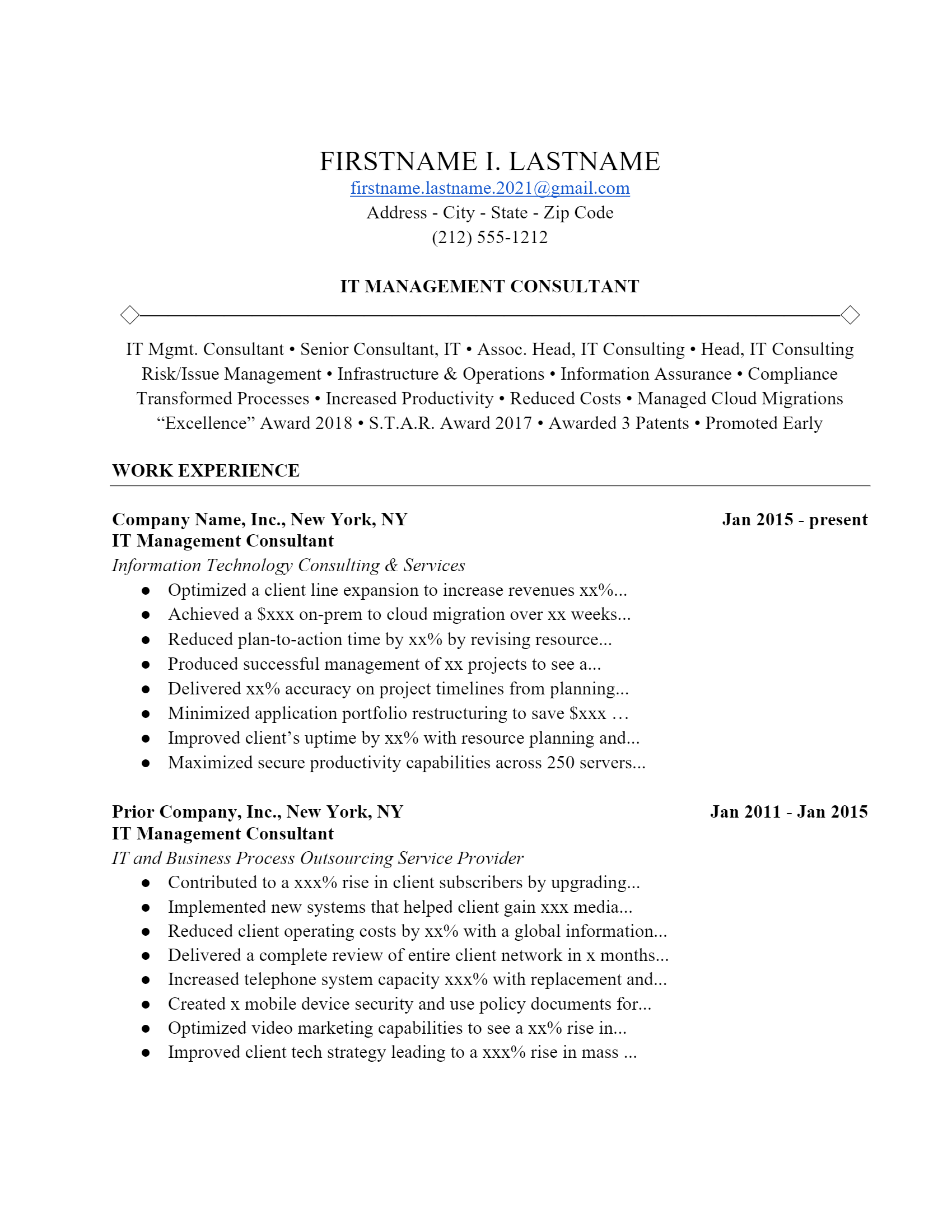IT Manager Resume .Docx (Word)