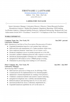 Lab Manager Resume .Docx (Word)