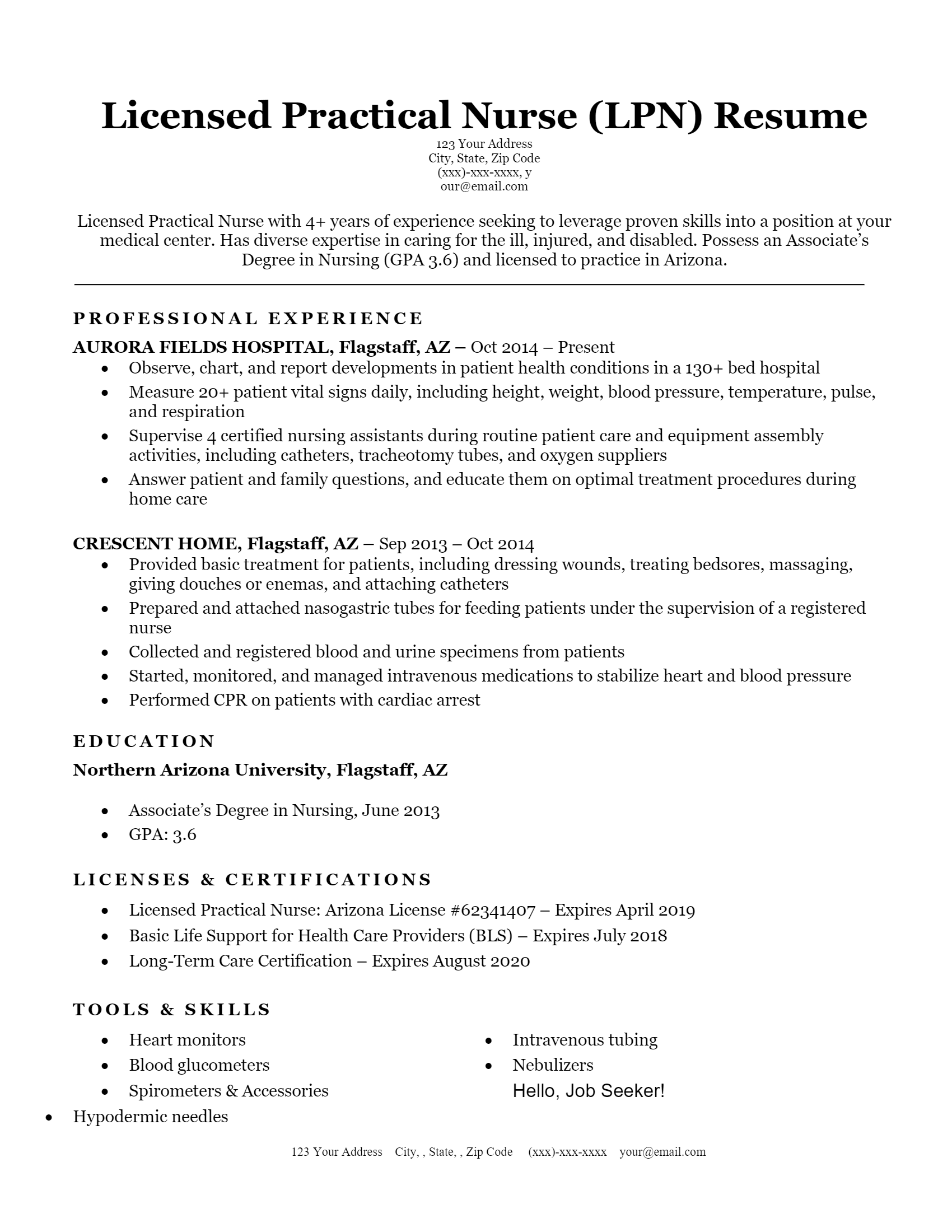 Licensed Nurse Resume .Docx (Word)