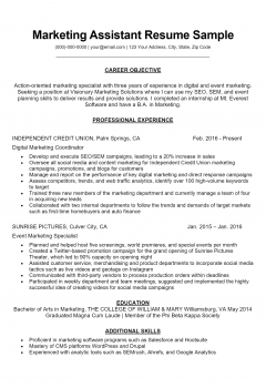 Marketing Assistant Resume .Docx (Word)
