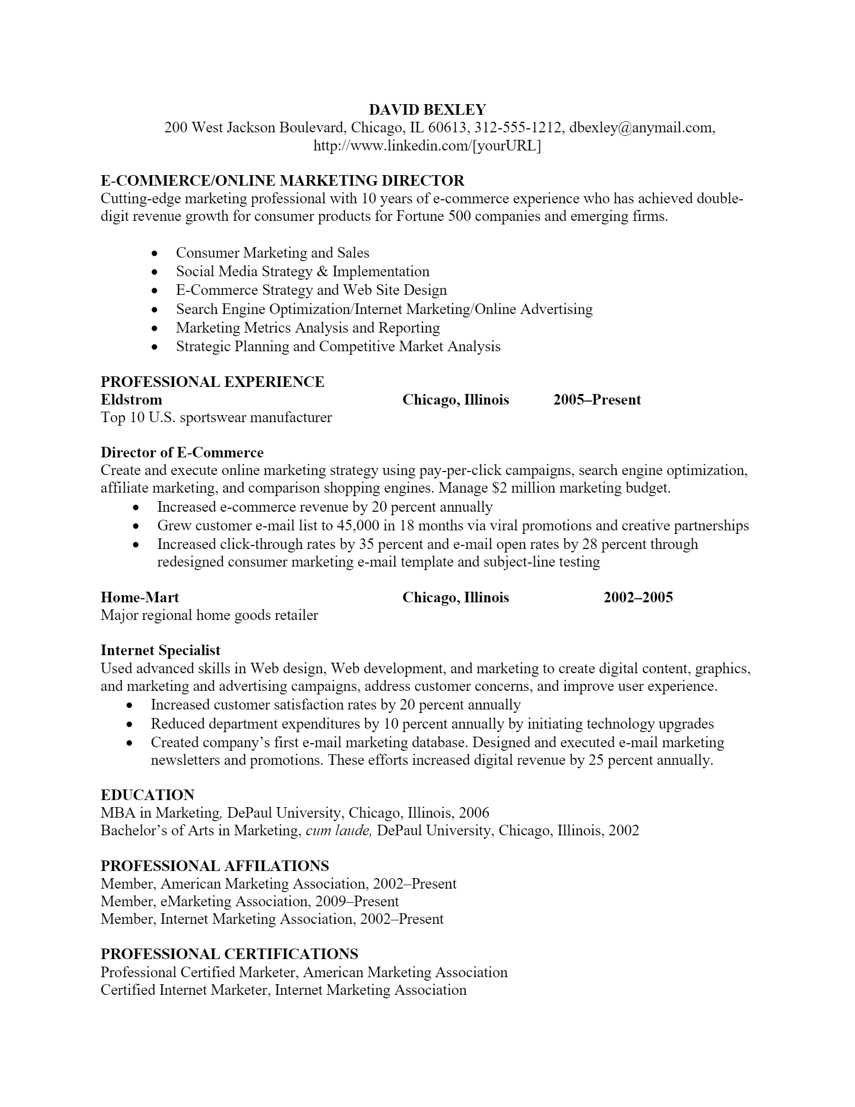 Marketing Director Resume .Docx (Word)