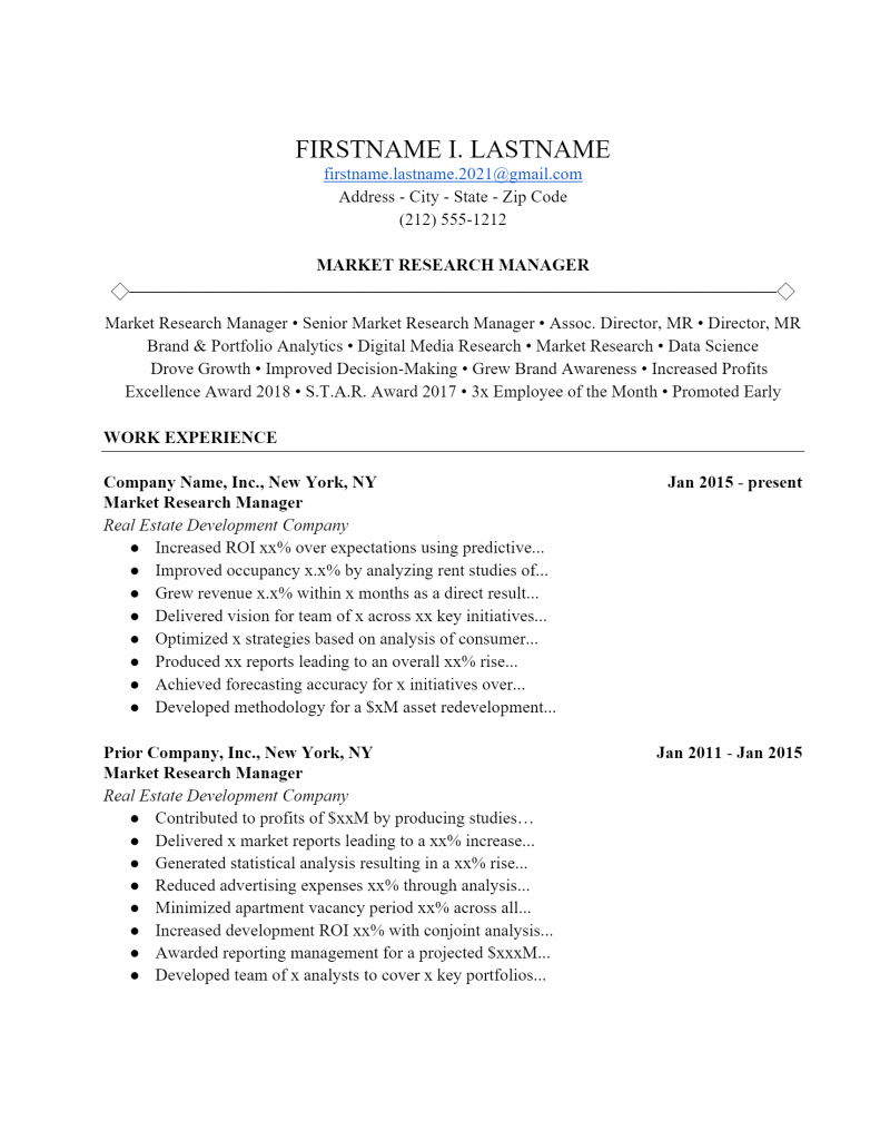 Marketing Manager Resume .Docx (Word)