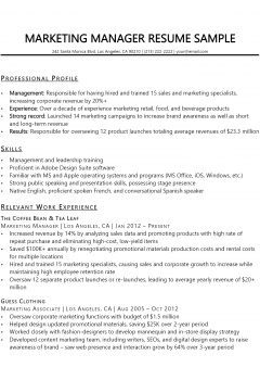 Marketing Manager Resume .Docx (Word)