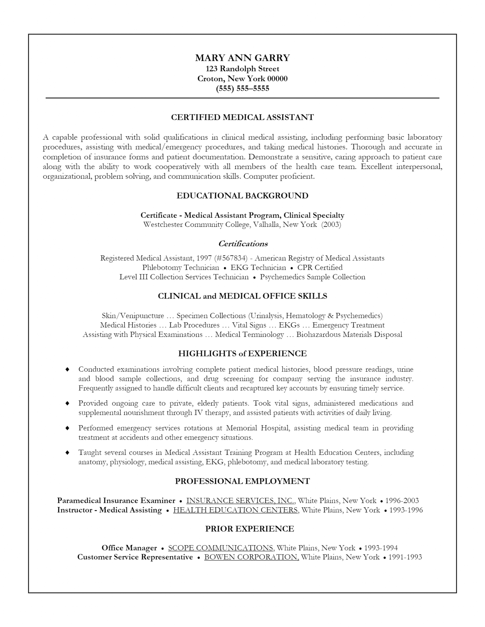 medical assistant resume template word