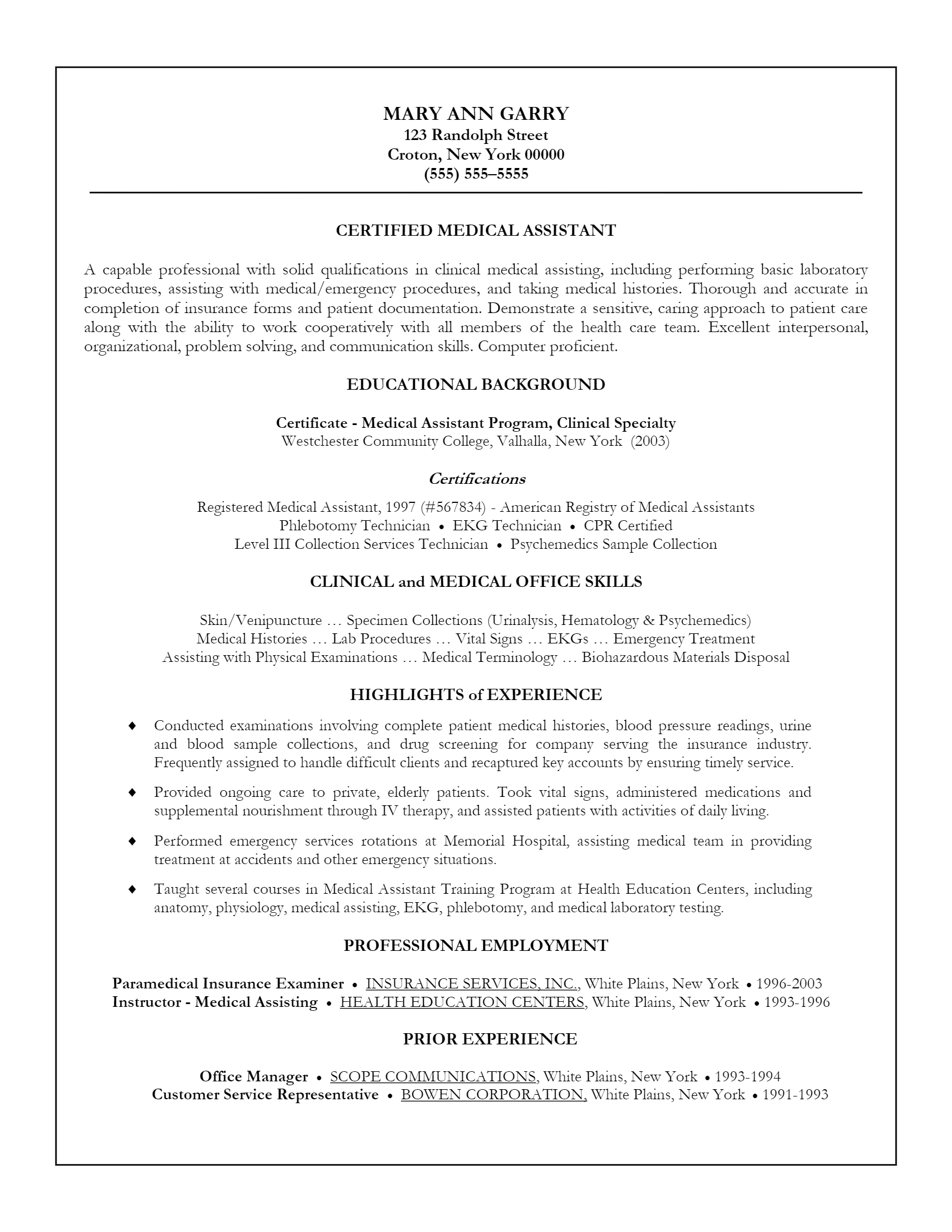Medical Assistant Resume .Docx (Word)