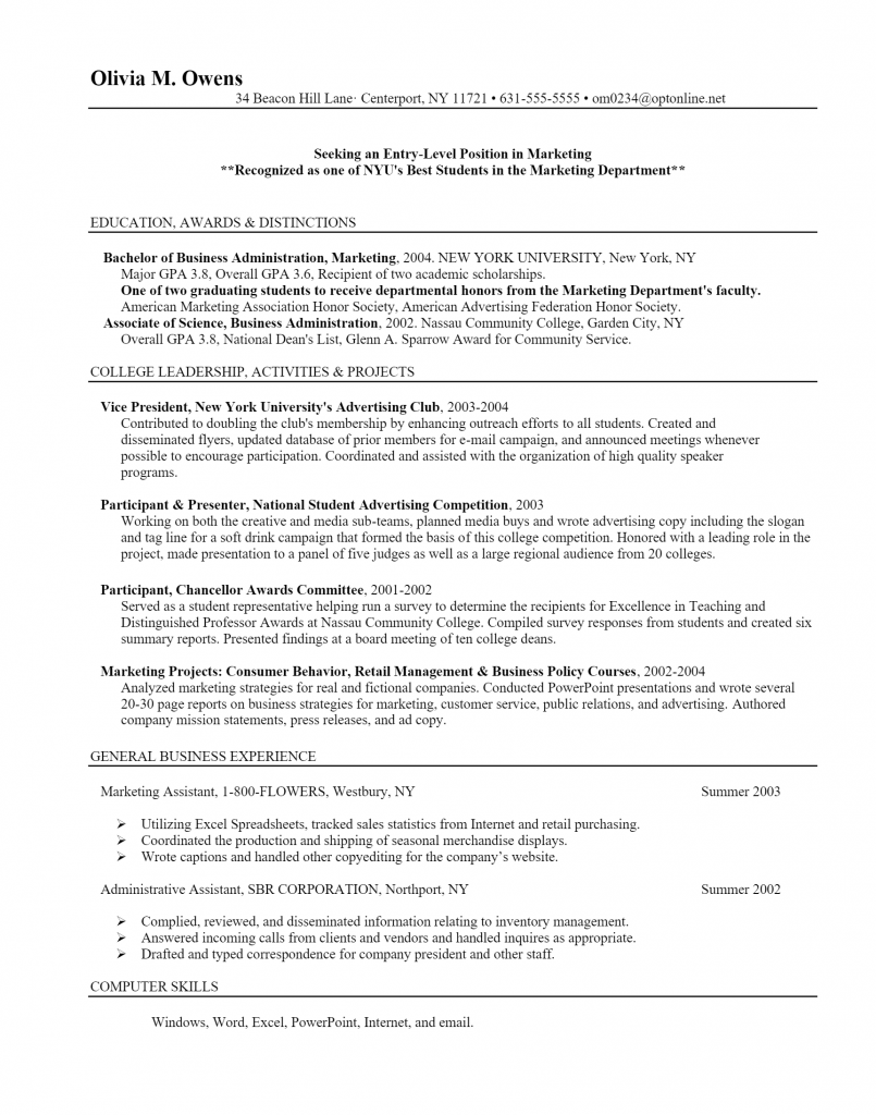 Marketing Resume .Docx (Word)