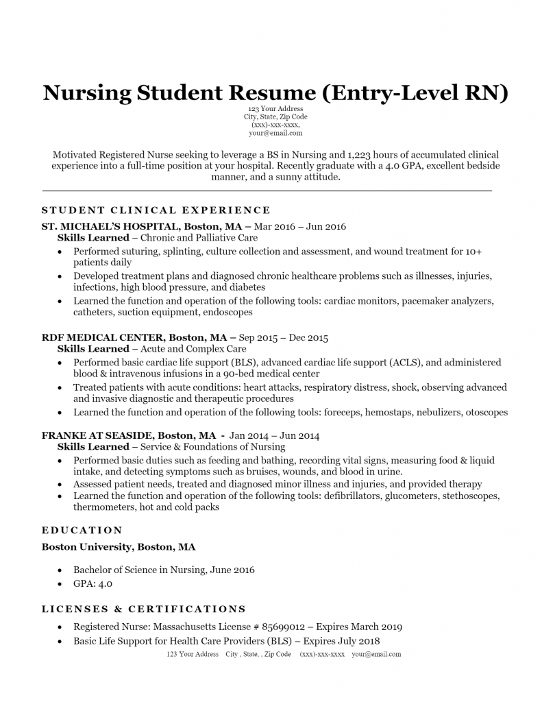 Nursing Student Resume .Docx (Word) .Docx (Word)